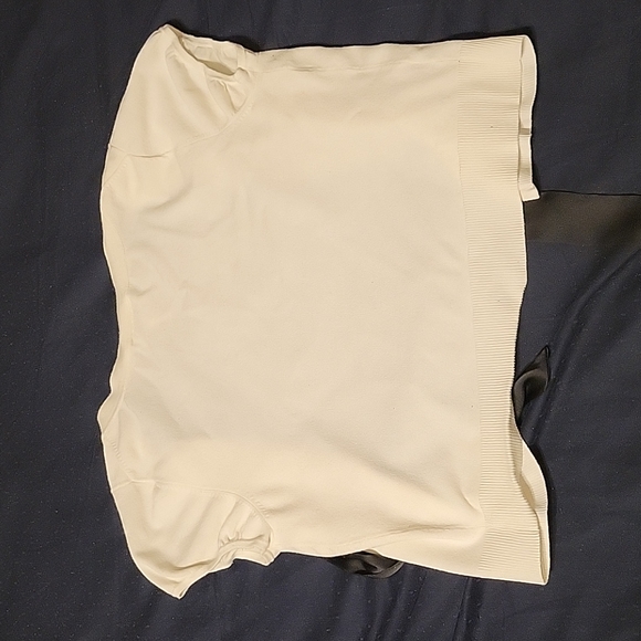 Ann Taylor shrug, white w. black ribbons - Picture 2 of 4